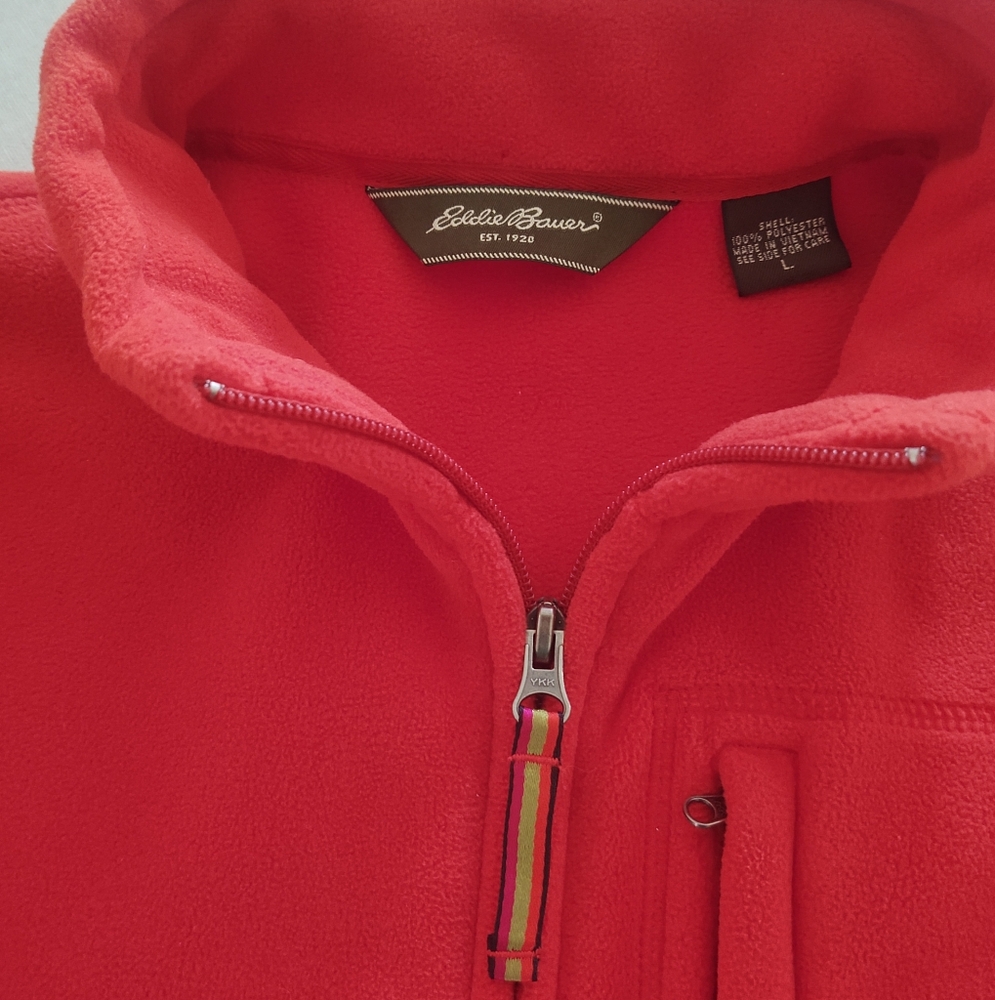 Eddie Bauer 🟠Orange Fleece Zip-Up Jacket~ Size: L